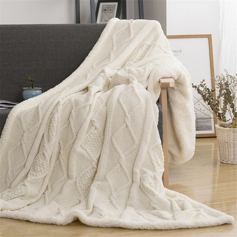 Plush Chenille Knitted Fleece Sofa Blanket Throw Extra Thick Cosy Bedspread Winter Fleece for Bedroom Sofa Throw For Living Room