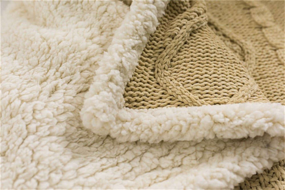 Plush Chenille Knitted Fleece Sofa Blanket Throw Extra Thick Cosy Bedspread Winter Fleece for Bedroom Sofa Throw For Living Room