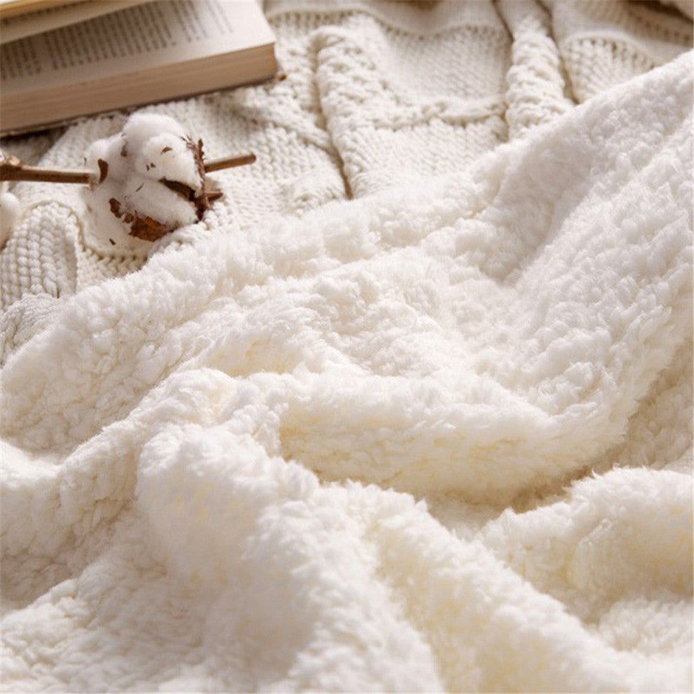 Plush Chenille Knitted Fleece Sofa Blanket Throw Extra Thick Cosy Bedspread Winter Fleece for Bedroom Sofa Throw For Living Room