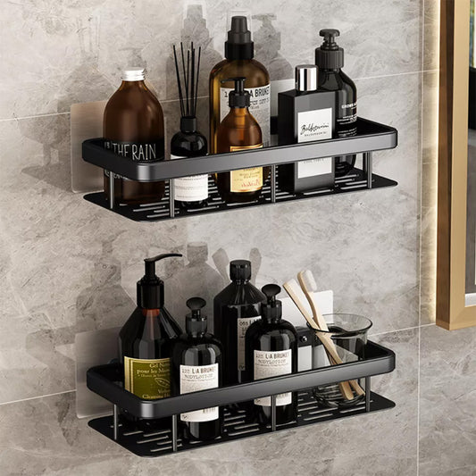 Aluminum Bathroom Shelf For Shampoo Conditioner Cosmetics Storage Washroom Shelving Sundries Organizer Modern Kitchen Shelf Racking