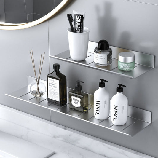 Modern Minimalist Aluminum Bathroom Shelf For Cosmetics Shampoo Sundries Washroom Storage Racking in Black Silver & White Aluminium