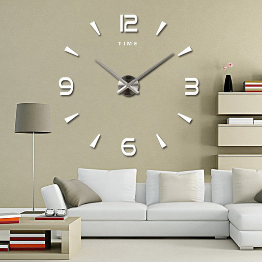 Large Wall Clock Quartz 3D DIY Big Watch with TIME Letter Decor Chrome Numerals Big Clock 1mtr Diameter