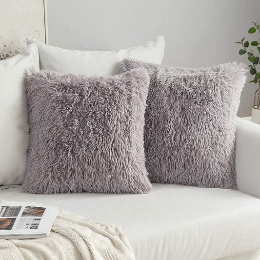 Soft Fluffy Cushion Cover Shaggy Furry Cushion Case For Sofa Armchair Neutral Colors Fashionable Soft Furnishings For Modern Living Room Home Decor