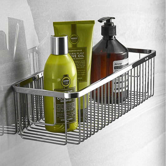 Brushed Stainless Steel Bathroom Racking Cosmetic Shelf For Washroom Shower Room Shampoo Basket Shelving Rack