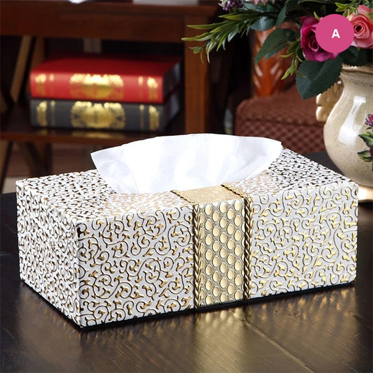 Luxury Elegant PU Leather Tissue Box For Home Decoration Desktop Bedside Table Living Room Fashionable Case For Removable Tissue Boxes Glamorous Home Interior Decor