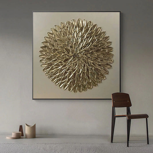 Modern Golden Abstract Elements Designer Wall Art Fine Art Canvas Prints Luxury Pictures For Loft Apartment Living Room Home Office Contemporary Art Decor