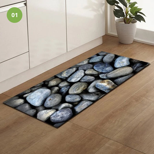 Non-Slip Kitchen Floor Pebble Mat 3D Effect Printed Anti-Slip Kitchen Floor Mat Water Absorbent Mat For Kitchen Gym Exercise Mat