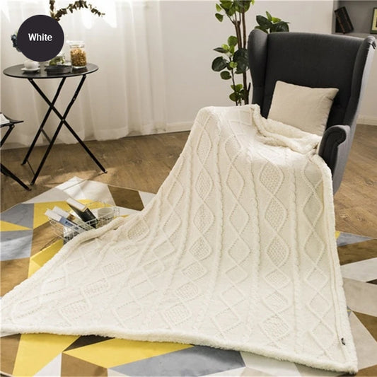 Plush Chenille Knitted Fleece Sofa Throw Extra Thick Blanket Cosy Bedspread Winter Fleece for Bedroom Sofa Throw For Living Room Chairs 2 Sizes 7 Colors