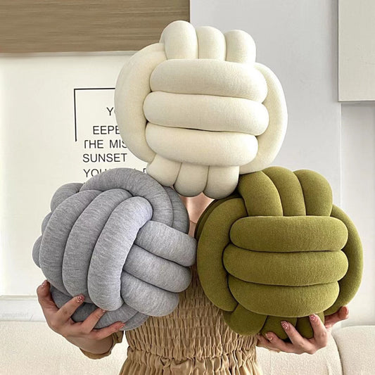 Big Knot Cushion Sofa Throw Pillow Soft Round Handmade Knotted Ball Car Bedding Stuffed Pillow For Bedroom Living Room