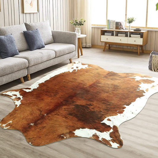 Modern Cowhide Fake Fur Rug For Living Room American Style Coffee Table Carpet Rug - 12 Styles, 3 Sizes