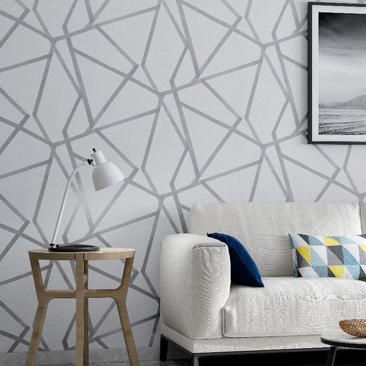 Modern Geometric Patterned Gray Wall Paper Abstract Design Wall Covering For Living Room Bedroom Study Home Office Boutique Or Salon Wall Decor Trending Interior Design