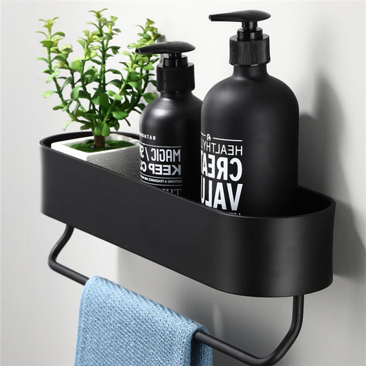 Tierney Modern Stainless Steel Matte Black Bathroom Shelf Wall Mounted