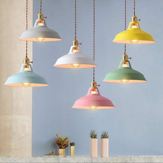 Industrial Style Pendant Hanging Lamps Colorful Vintage Lighting For Kitchen Cafe Diner Restaurant Metal Lampshade Retro Decorative Home Lighting