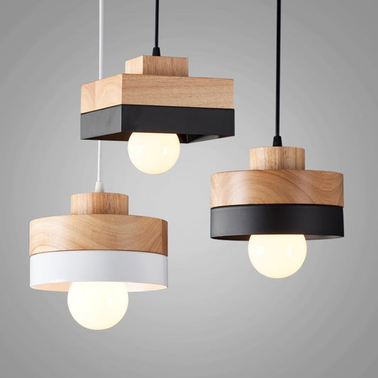 Modern Design Pendant Lamps For Kitchen Diner Cafe Restaurant Bedroom Or Study Contemporary Nordic Hanging Lights Wood & Metal Round or Square