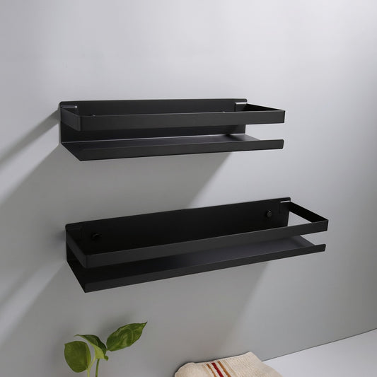 Matte Black Round Bathroom Shelf (MR08)