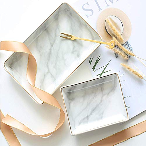 Nordic Style Marble Ceramic Trays Jewelry Display Platelets For Ring Necklace Bedroom Cosmetic Organizer Tableware Snack Plates