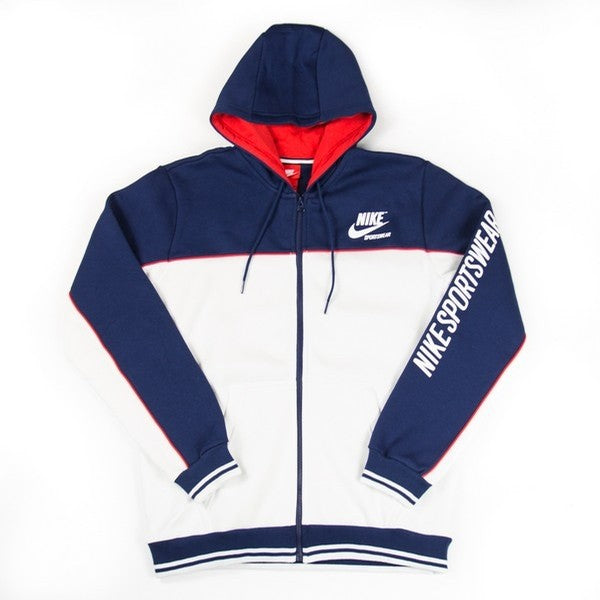 red white and blue nike pullover