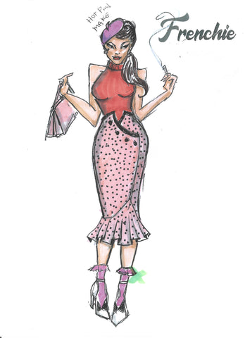 Frenchie costume design for Pink Beret for Grease The Musical