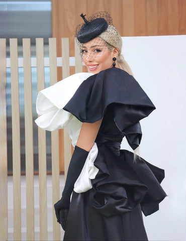 Black Maggie beret worn by Milano Imai at Sydney Confidential Fashion Stakes winners for The Star Championships Day 1