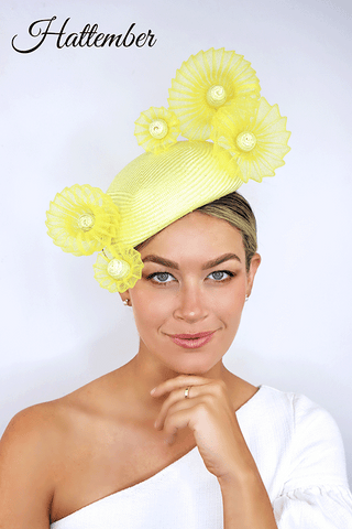 Zinnia Yellow Beret - Lauren J Ritchie - Hattember Millinery Competition - back