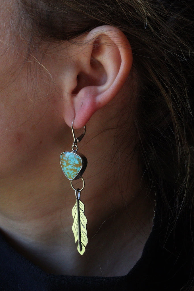Feather #8 Turquoise -Earrings