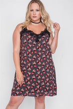 Load image into Gallery viewer, Plus Size Floral Cami Slip Mini Dress