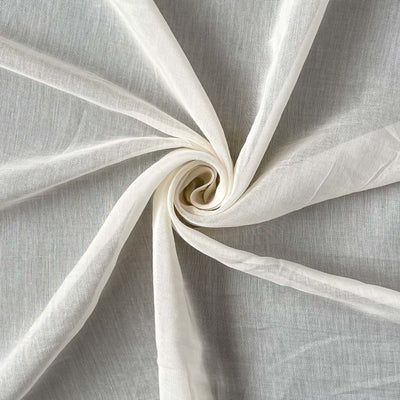 CUT PIECE) White Dyeable Pure Lawn Cotton Satin Plain Fabric