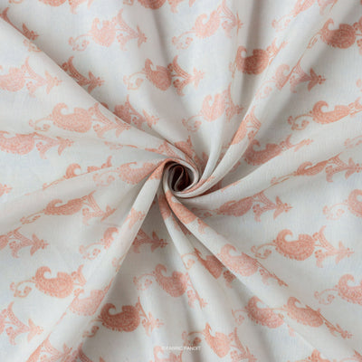 Coral Pink Plain Premium Dual Tone Paper Silk Fabric (Width 44