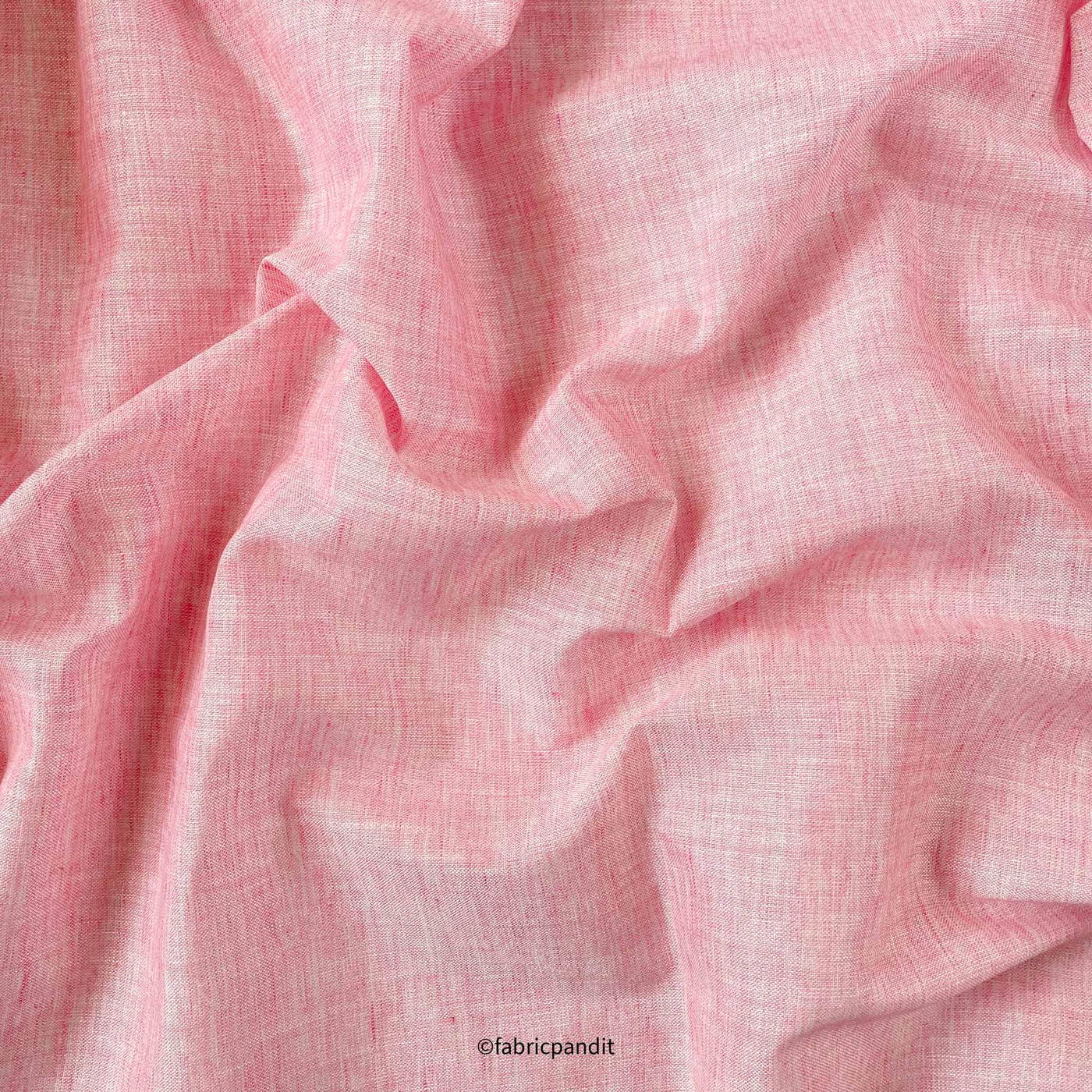 Fabric Pandit Fabric Men's Blooming Pink Textured Yarn Dyed Linen Shirting Fabric (Width 58 Inches)