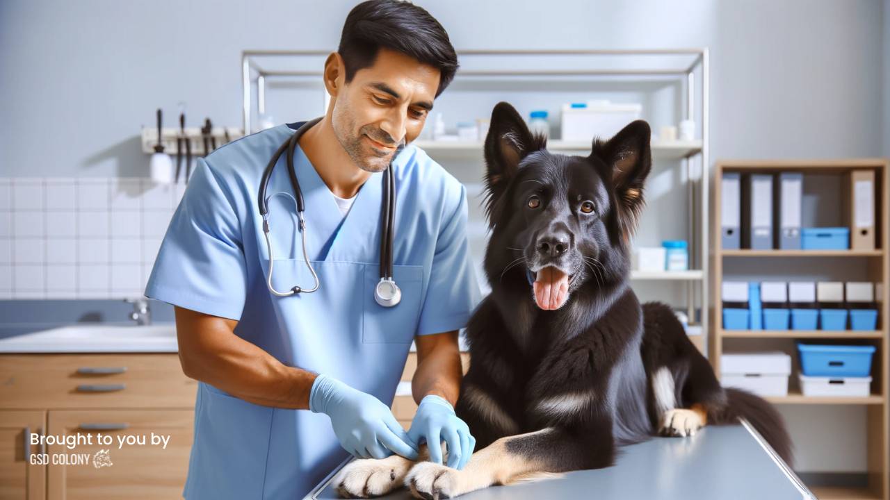 German Shepherd paw health check vet station - GSD Colony