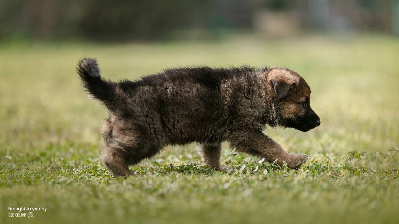 German Shepherd puppy walking