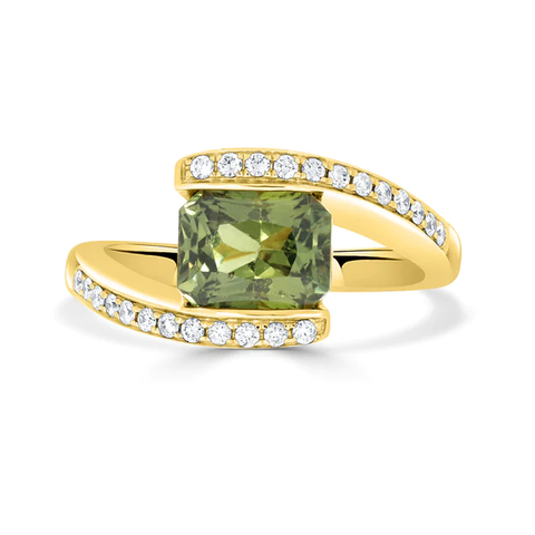 Glamorous Green Sapphire Engagement Ring