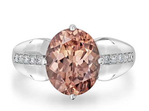 Pink Zircon ring with diamonds 