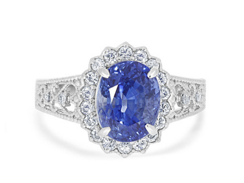 Blue Sapphire and Platinum Ring