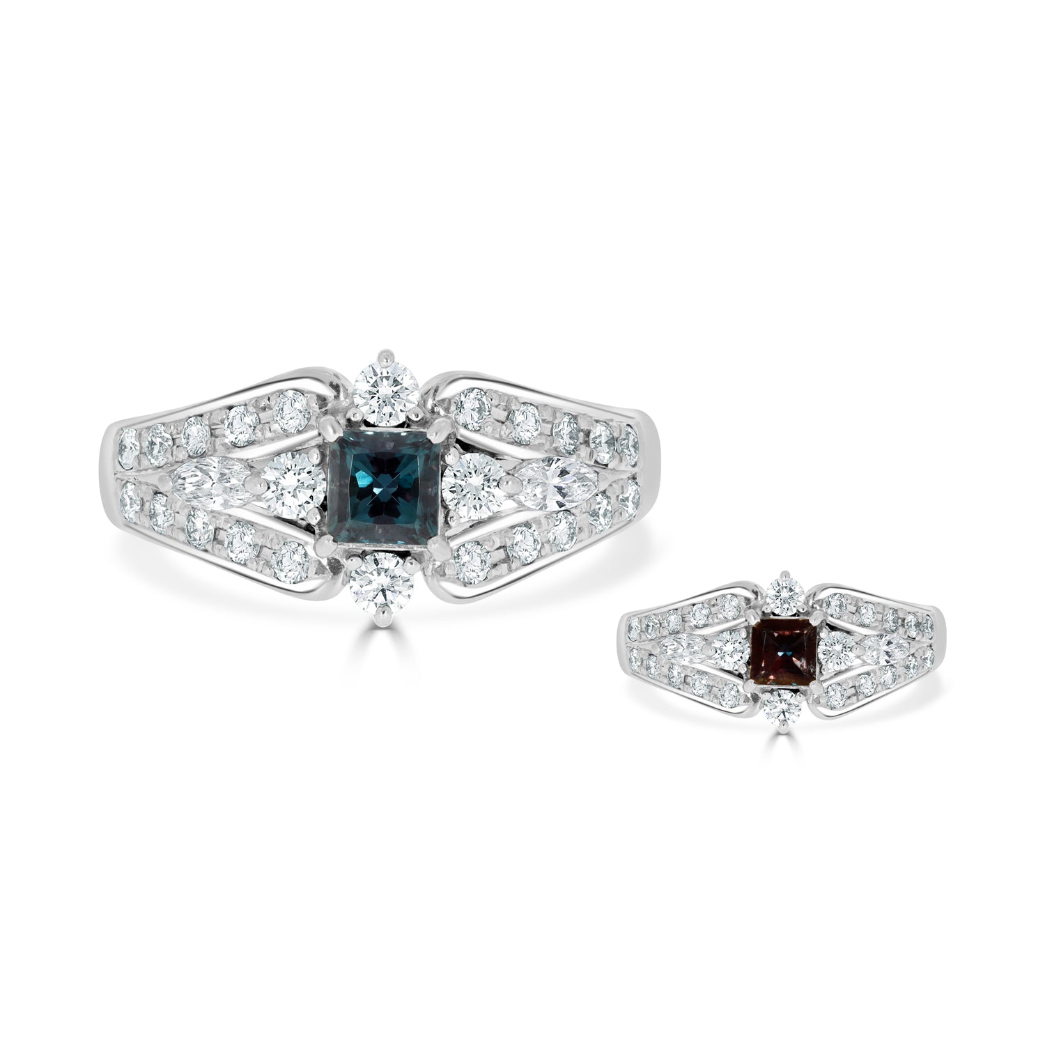 0.50ct Alexandrite Rings With Diamonds Set In Platinum 900