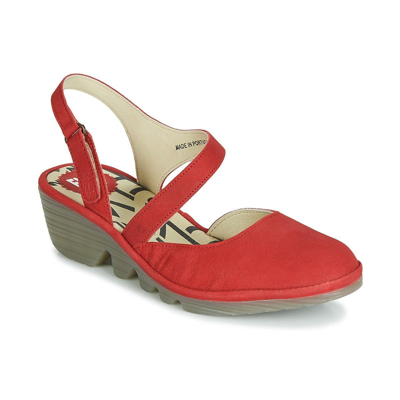 red closed toe wedges