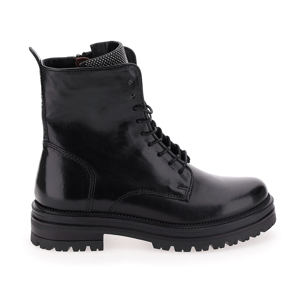MJUS Women's Leather Studded Nero Laced Boot (M77218) | Simons Shoes