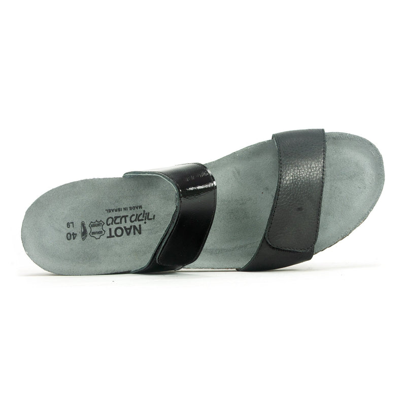 Naot Althea Womens Adjustable Leather Slide Sandal NYP Black | Simons Shoes