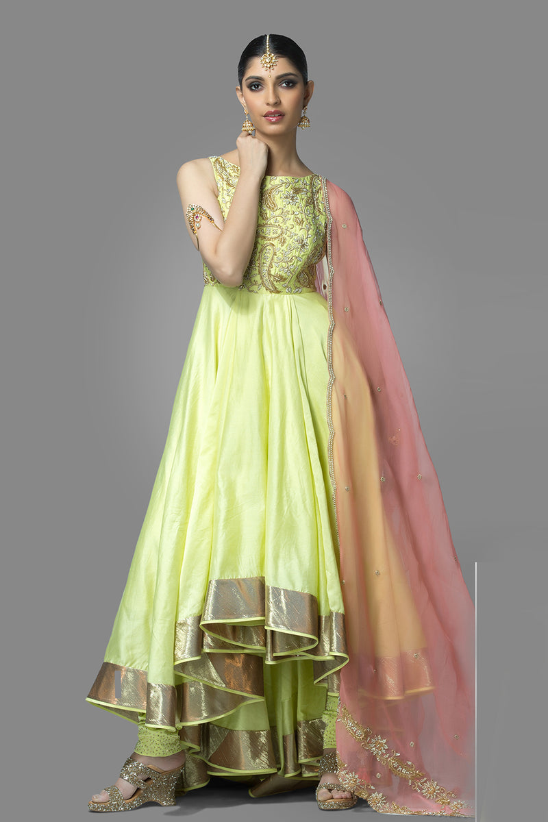 light green anarkali