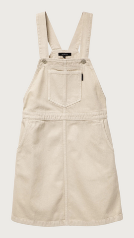 A bib dress made from organic cotton (recycled) mix by the brand recolution.