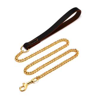 18k Dog Gold Chain and Leash