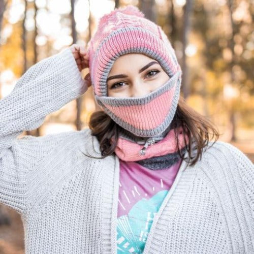 Knitted Beanie Scarf Combo