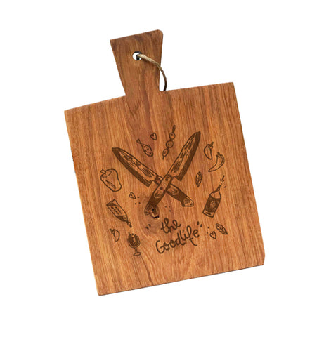Engraved wooden cutting and serving board