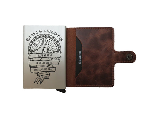 Brown secrid miniwallet wallet with engraving
