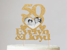 Load image into Gallery viewer, 50th Wedding Anniversary Cake Topper | Custom Anniversary Cake Topper | Anniversary Photo Cake Topper | Anniversary Gift