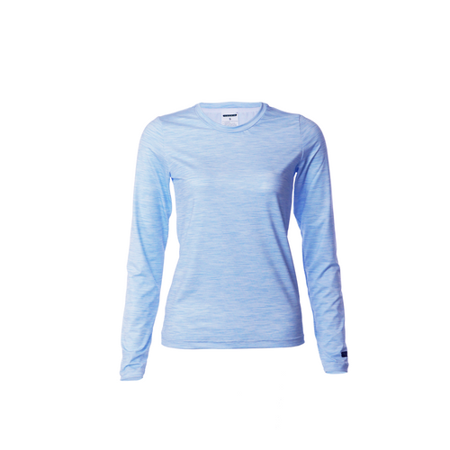 Sky Blue | Long Sleeve Tech Tee | Made From 92% Recycled Ground Coffee Polyester | Female - LUCK•E