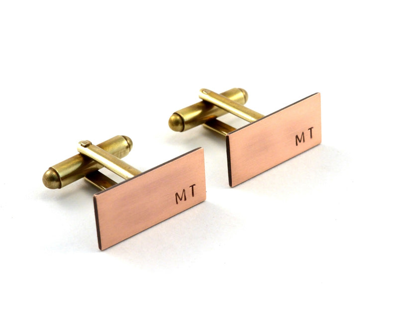 Copper Initial Cufflinks, Monogrammed, 7th Anniversary Gift – Chanchala