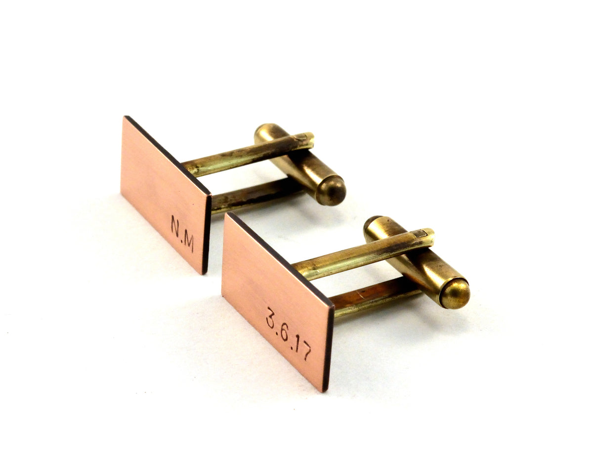 Copper Initial Cufflinks, Monogrammed, 7th Anniversary Gift – Chanchala