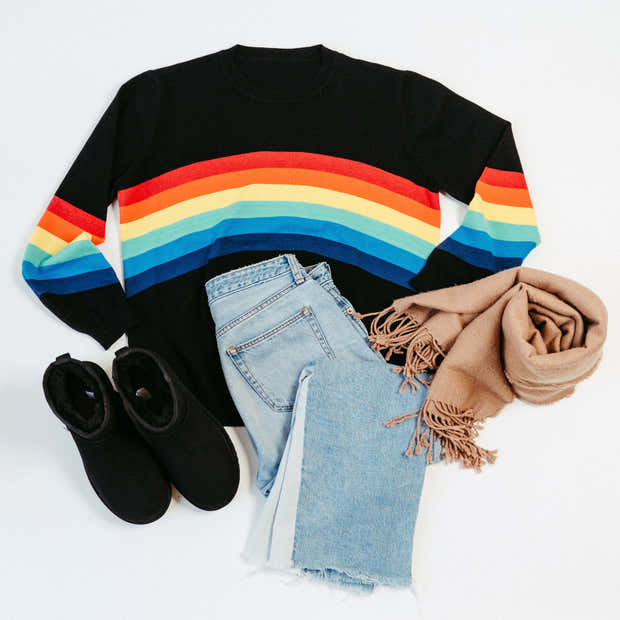 Buy Wholesale Black Rainbow Sweater by Soul Perch | Handshake Marketplace