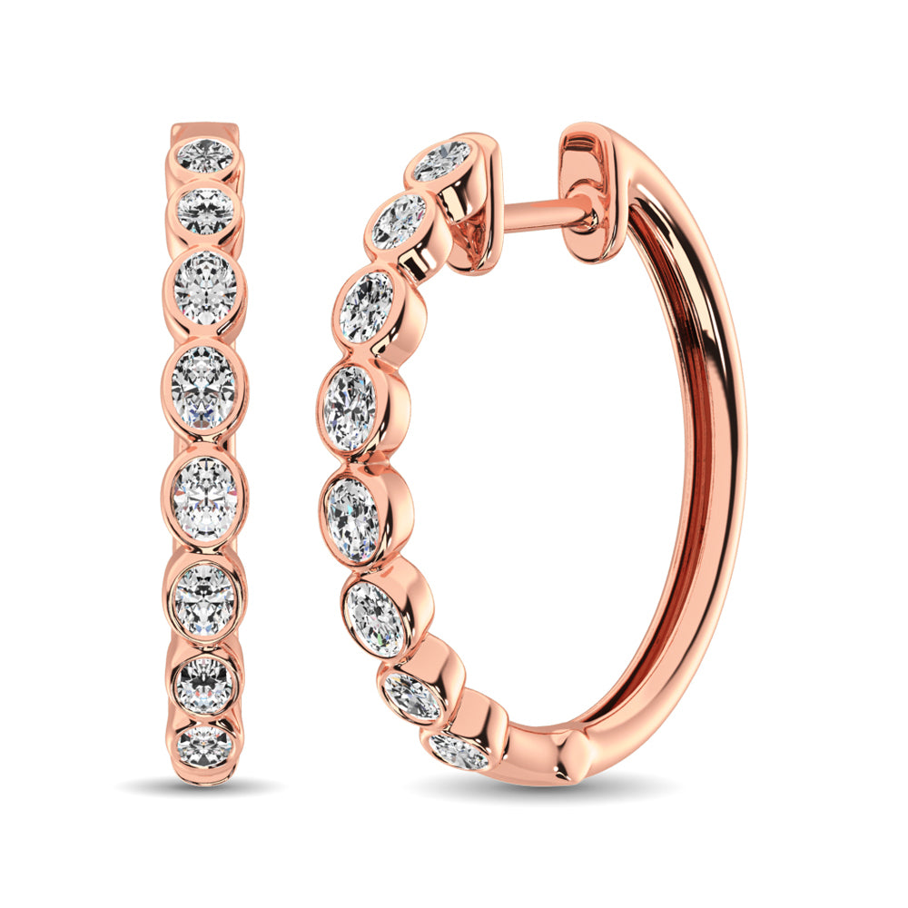 10K Rose Gold 1/5 Ct.Tw. Diamond Square Shape Stud Earrings